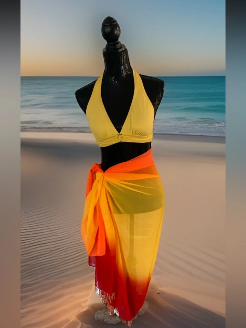 EUC Sunset Ombré Sarong Dress Beach Poolside Coverup 42x66
